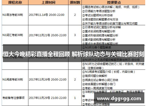 恒大今晚精彩直播全程回顾 解析球队动态与关键比赛时刻